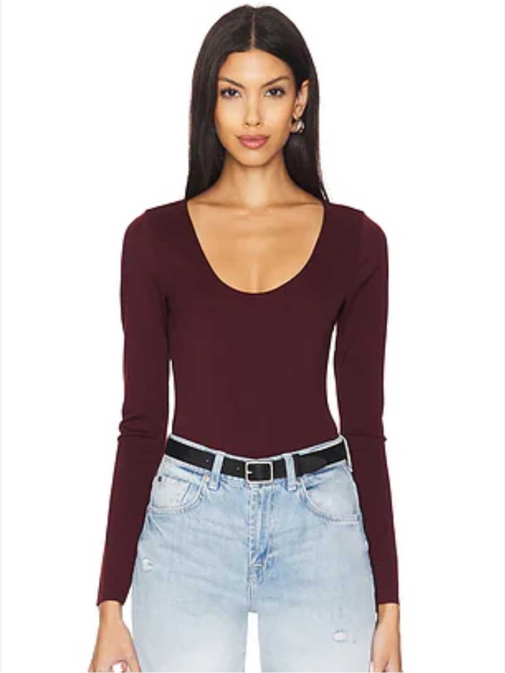 Good American Sculpting Scoop‎ Neck Bodysuit in Fig